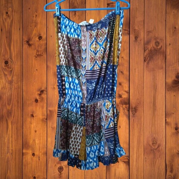 Vava by Joy Han Women's Small Strapless Gather Waist Romper Boho Peasant Hippie - Picture 5 of 5